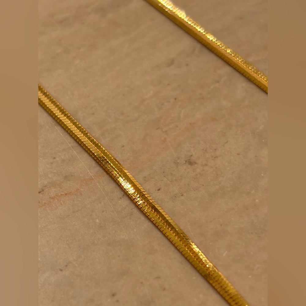 Herringbone Chain Gold Necklace - Picture 4 of 8